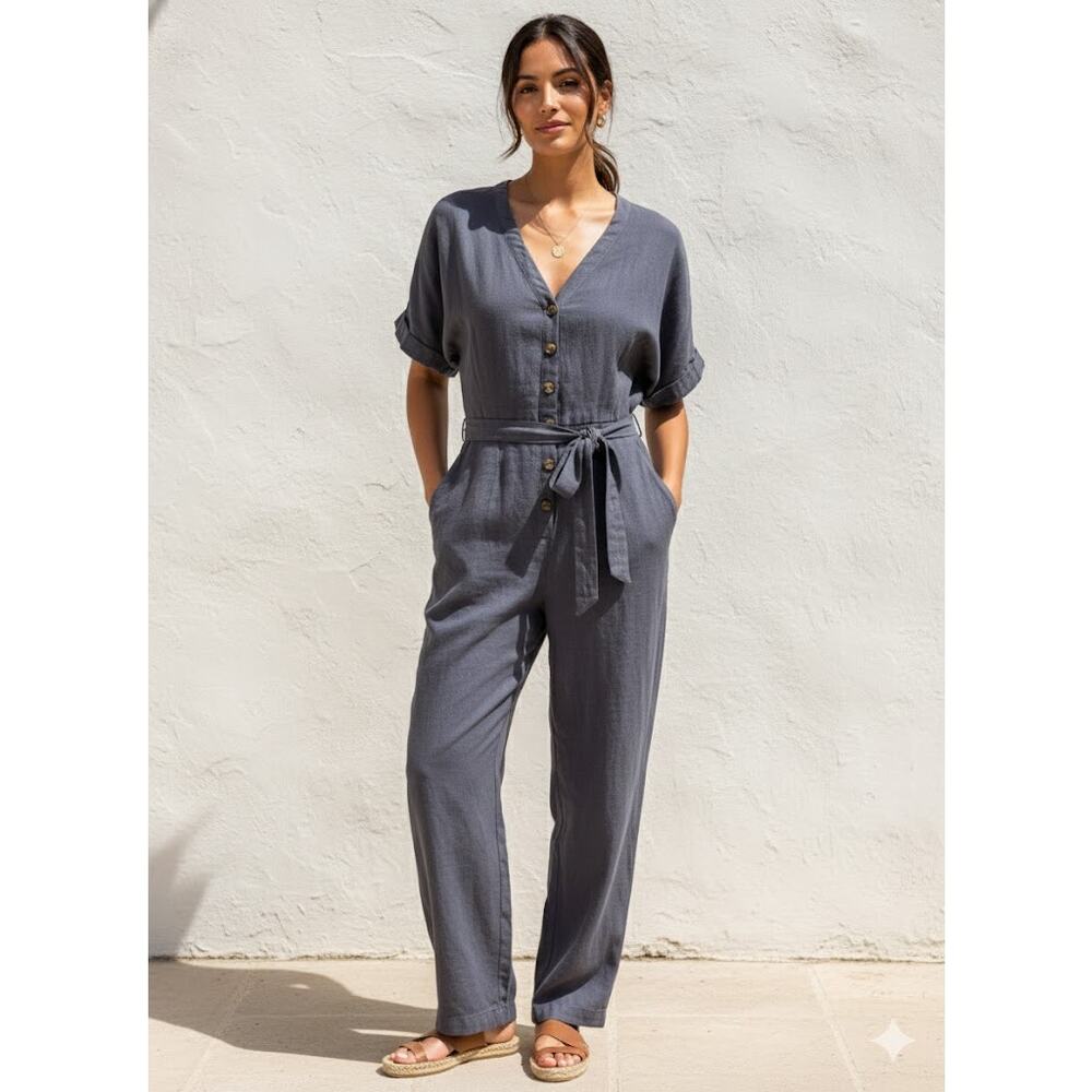 Baltic Born NWT Gray Linen/Cotton Jumpsuit